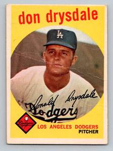 lot 21B image: Don Drysdale 1959 Topps #387 Vintage Baseball Card