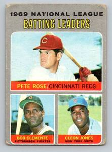 lot 48B image: 1970 Topps Batting Leaders - Pete Rose  Roberto Clemente #61 Vintage Baseball Card