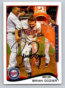 lot 57B image: Brian Dozier Auto 2014 Topps #221 Signed Minnesota Twins Baseball Card