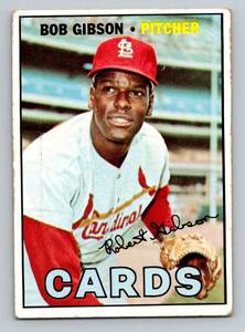 lot 41D image: Bob Gibson 1967 Topps #210 Vintage Baseball Card