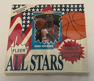 lot 151 image: 1990-91 Fleer All Stars Factory Sealed 12 Card Basketball Box