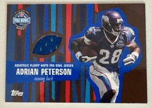 lot 8A image: Adrian Peterson Pro Bowl Relic Game Worn - 2006 Topps Minnesota Vikings Football