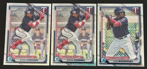lot 18A image: Byron Chourio and Jose Rodriguez 3 Card Mojo Lot 2024 Topps Chrome Minnesota Twins Baseball Cards