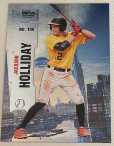 lot 19A image: Jackson Holliday Metal RC 2022 Skybox #100 Rookie Baseball Card