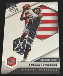 lot 23A image: Anthony Edwards RC 2020-21 Mosaic National Pride #252 Rookie Minnesota Timberwolves Basketball Card