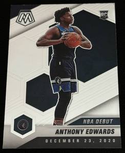 lot 25A image: Anthony Edwards RC 2020-21 Mosaic #261 Rookie Minnesota Timberwolves Basketball Card