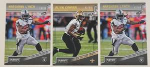 lot 59A image: 3 Card 99 Lot - Alvin Kamara  Marshawn Lynch 2018 Playoff Football Cards
