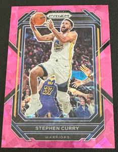 lot 62A image: Steph Curry Pink Cracked Ice 2022-23 Prizm #101 Basketball Card