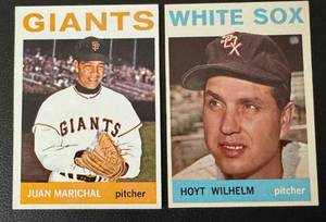 lot 70A image: Juan Marichal and Hoyt Wilhelm 1964 Topps 2 Card Vintage Baseball LOt