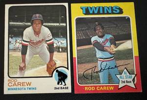 lot 75A image: Rod Card 2 Card Lot 1974 and 1975 Topps Minnesota Twins Vintage Baseball Cards