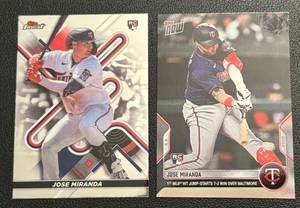 lot 42B image: Jose Miranda 2 RC Lot - Minnesota Twins Rookie Baseball Cards