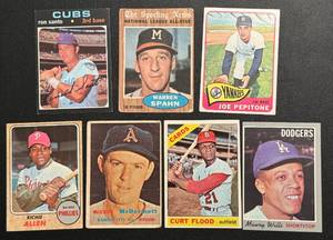 lot 64B image: 7 Card Vintage Baseball Lot 1957-1971 w Stars - Warren Spahn, Ron Santo, Richie Allen, Maury Wills, Curt Flood and More