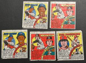 lot 65B image: Vintage Bazooka Gum Wrappers 1979 - (2) Nolan Ryan, (2) Rod Carew, Carl Yastrzemski - Baseball