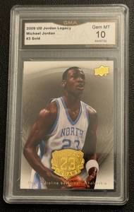 lot 6D image: Michael Jordan Graded 10 Gem Mint 2009 UD Jordan Legacy #3 Gold Basketball Card