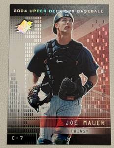 lot 14 image: Joe Mauer SPx RC 2003 Upper Deck #48 Rookie Minnesota Twins Baseball Card