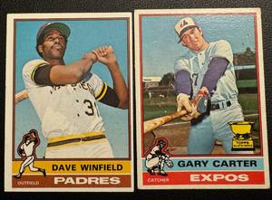 lot 126 image: Gary Carter and Dave Winfield 1976 Topps 2 Card Vintage Baseball Lot