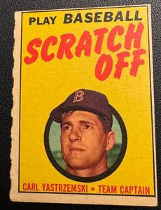lot 137 image: Carl Yastrzemski 1971 Topps Play Baseball Scratch Off - Vintage Baseball Card