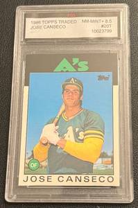 lot 141 image: Jose Canseco RC Graded 8.5 NM-MT 1986 Topps Traded #20T Rookie Card
