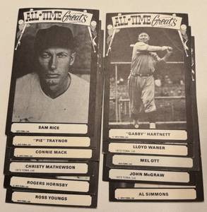 lot 147 image: 1973 TCMA All-Time Greats 13 Vintage Baseball card Lot