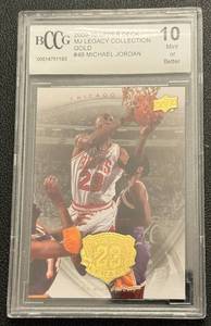 lot 8B image: Michael Jordan Graded 10 Gem Mint 2009-10 Upper Deck MJ Legacy Collection Gold #49 Basketball Card