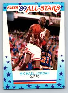 lot 44C image: Michael Jordan 1989 Fleer All-Stars Stickers #3 Basketball Card