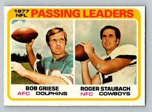 lot 59C image: Roger Staubach  Bob Griese 1978 Topps Passing Leaders #331 Vintage Football Card