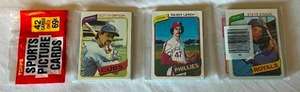 lot 5C image: RARE 1980 Topps Rack Packs - Rickey Henderson RC, Rod Carew on the Bottom - Vintage Baseball Card