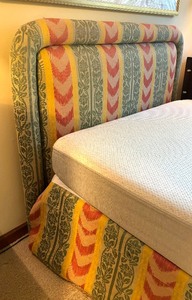 lot 13 image: Upholstered Full Size Headboard Bed with Coordinating Bedskirt