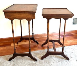 lot 73 image: Vintage English Regency Style Quartetto Bamboo Legs Nesting Tables