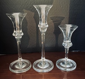 lot 75 image: Set of Three Glass Fluted Candle Holders