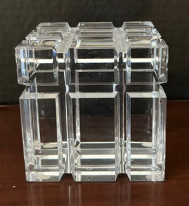 lot 78 image: Baccarat Crystal Cube Sculpture