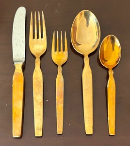 lot 91 image: C. Saureal of Germany Gold Plated Flatware Grouping
