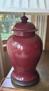 lot 103 image: Marvelous Maroon Ceramic Table Lamp