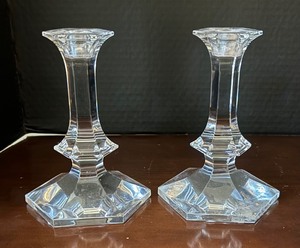 lot 162 image: Val Saint Lambert Candle Holders and Lovely Crystal Vase