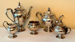 lot 1 image: Vintage Five Piece Gorham Sterling Silver Tea Service