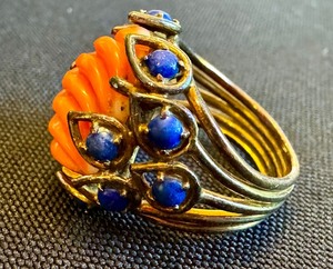 lot 31 image: Vintage 14k and Carved Coral Ring