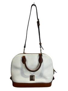 Dooney & Bourke White Pebble Grain Zip Leather SatchelPurse with Red Lining (13 W x 5 D x 9.5 T)