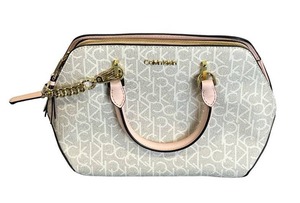 Calvin Klein Pink and Beige SatchelPurse (13 W x 5.5 D x 9 T)