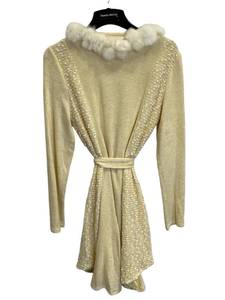 Ryu Beige Womens Plush Robe with Rabbit Hair (Size Large)