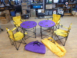 lot 102 image: Mystic Tailgate Folding Pop-Up Tables and Chairs