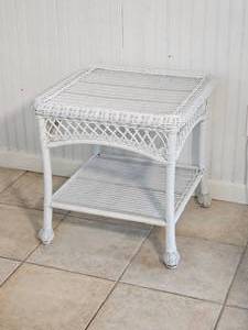 lot 9 image: Coastal Chic Wicker Side Table