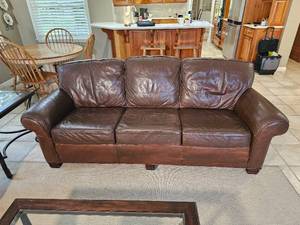 lot 3 image: Whittmore Sherril Deep Brown Leather Sofa