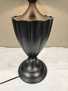lot 33 image: Footed Urn Table Lamp with Fringed Shade