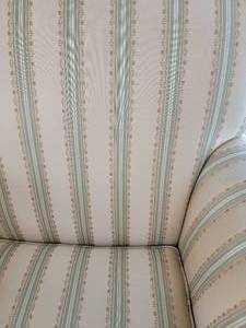 lot 21 image: Romantic Ethan Allen Striped Arm Chair