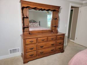 lot 26 image: 10 Drawer Bedroom Dresser with Mirror Top