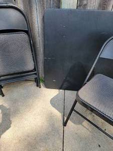 lot 72 image: Black Folding Table with 4 Chairs