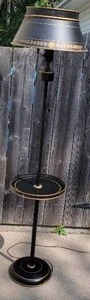 lot 42 image: Black and Gold Acent Hitchcock Style Table Floor Lamp