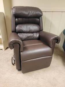 lot 2 image: Golden Technologies Luxury Lift Mobility Recliner - Brown Leather - (PR756-MED-ADS-UCB)