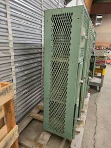 Set of vintage school athletic lockers - green
