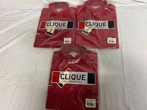3 Red Clique Dress Shirts - Medium